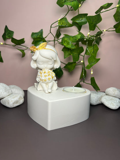 🕯️ Porta Vela “Sweet Love” – Eco Resin 💛👧🏼